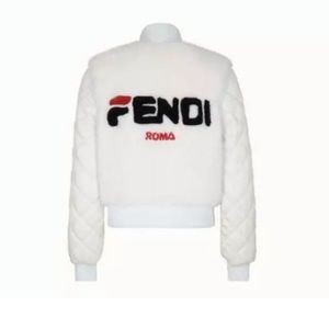 FENDI White Silk Mink Fur Bomber KIDS XL